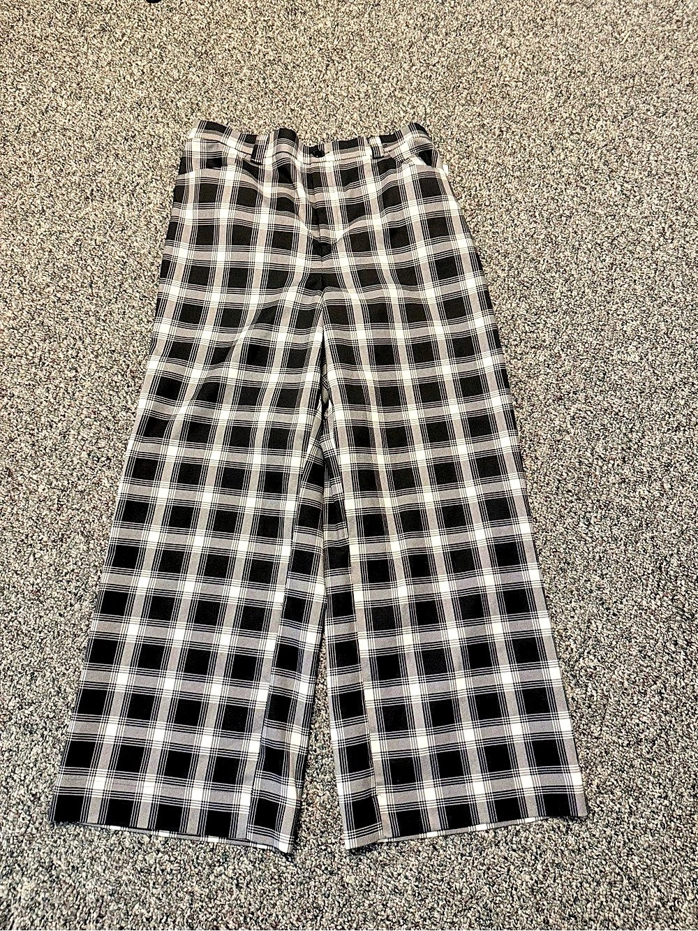 Forever 21 Plus Plaid Woven Pants Black & White 1X